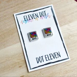 Rainbow Love Heart Photograph Picture Earrings